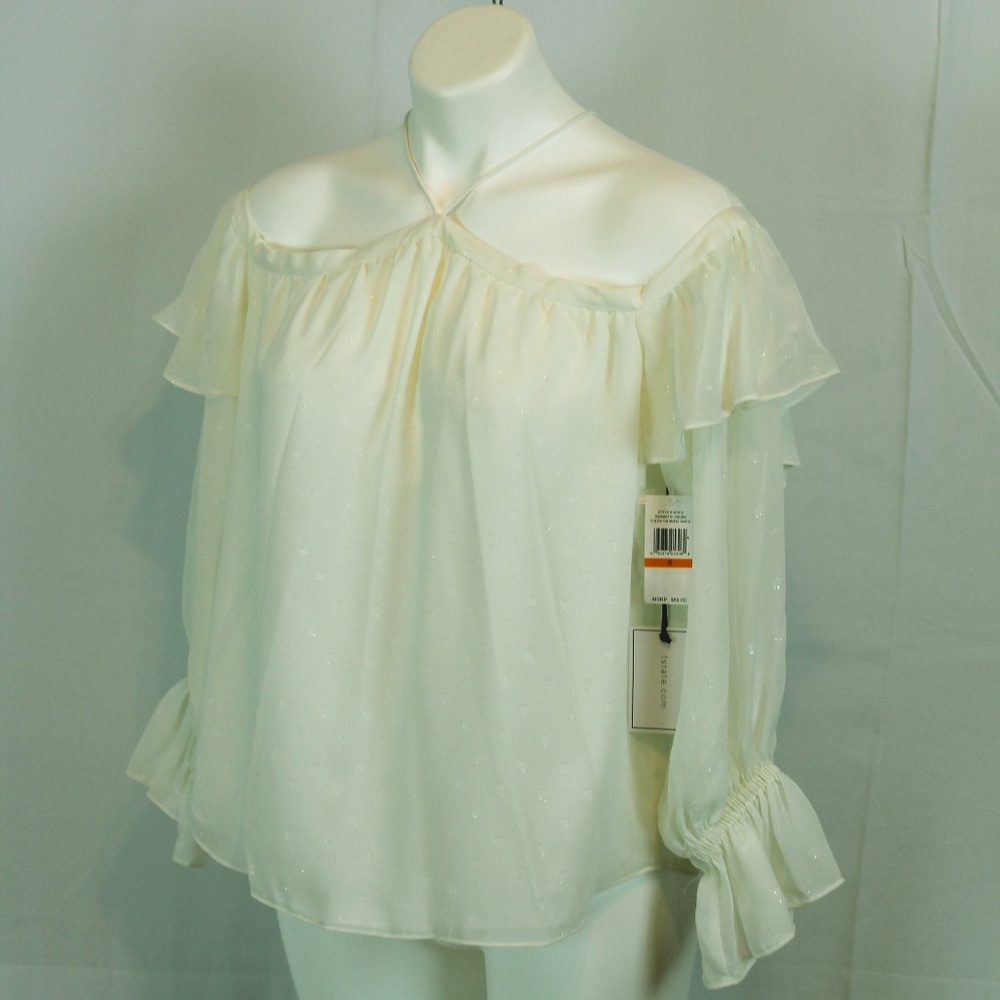 1 State Off Shoulder Blouse White Small Ruffles